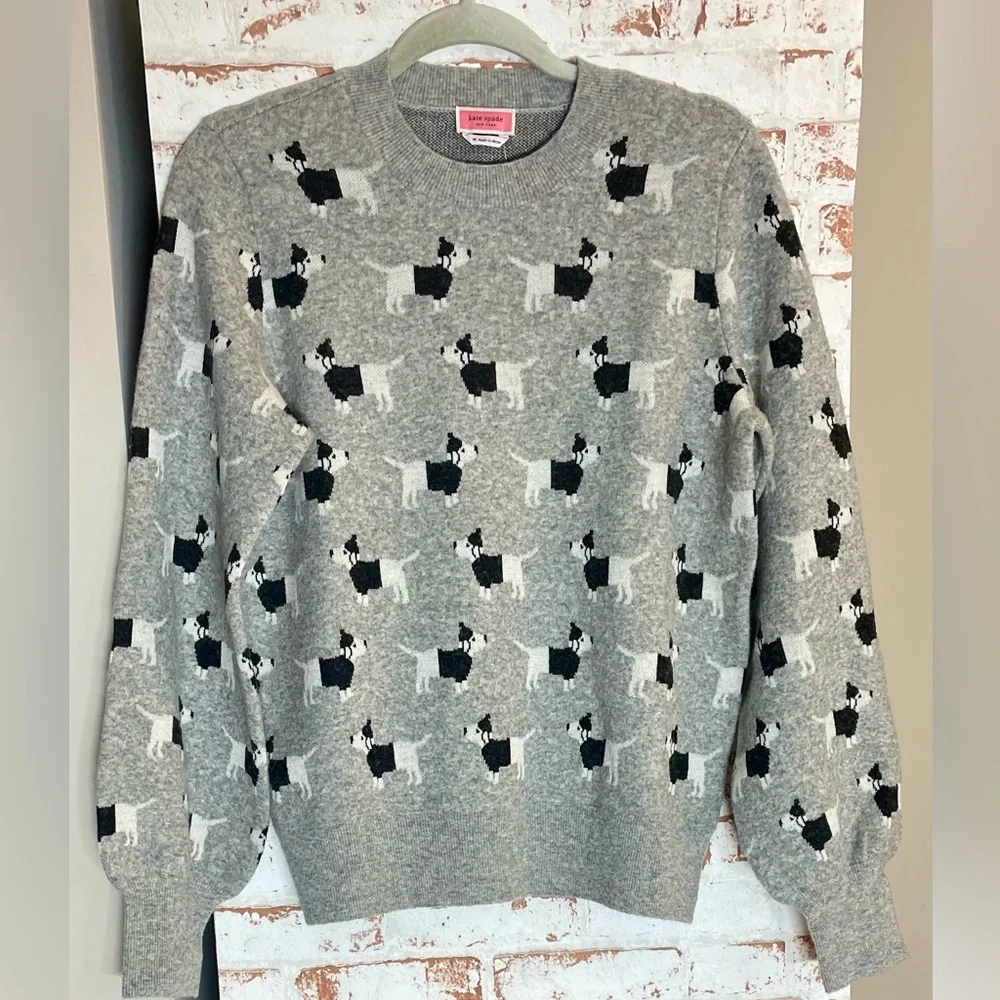 NWT kate spade Wool Claude Sweater with Dachsund Pattern Size M